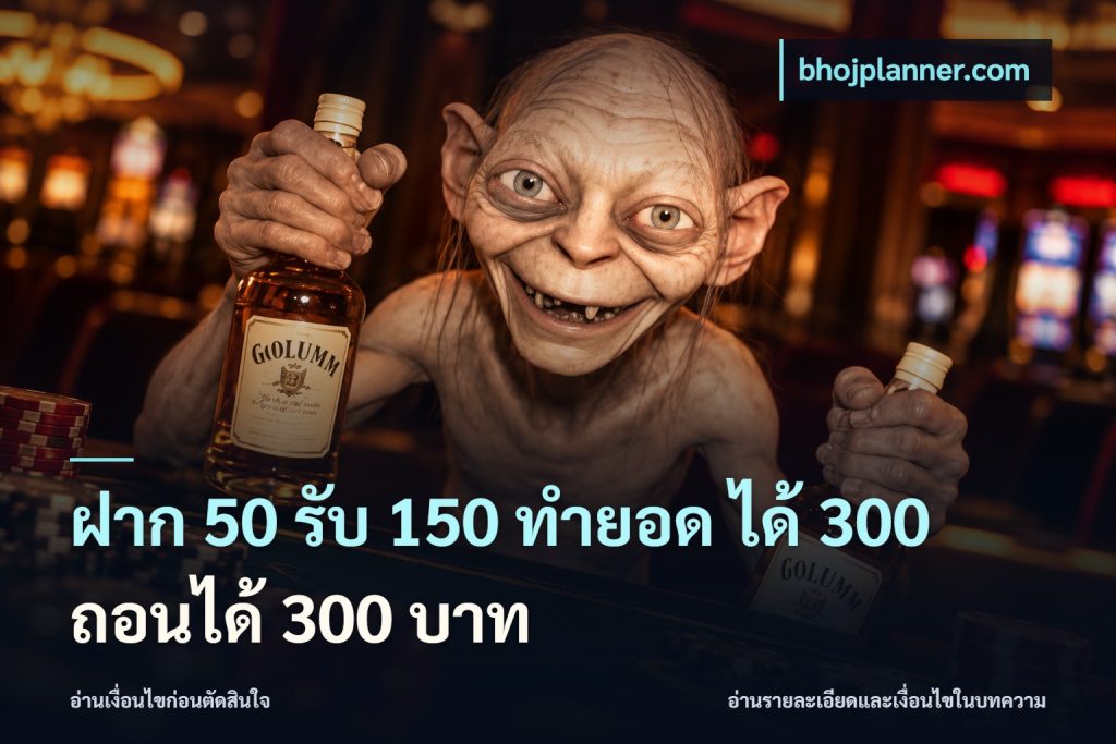 ฝาก 50 รับ 150 ทํายอด ได้ 300 ถอนได้ 300 บาท