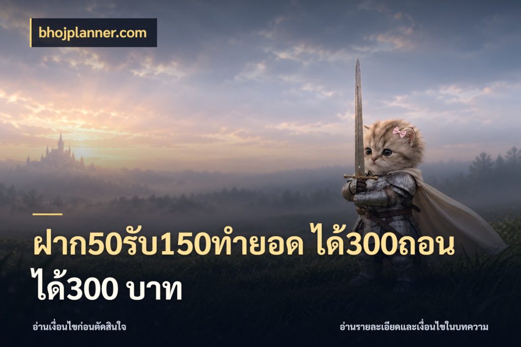 ฝาก50รับ150ทํายอด ได้300ถอนได้300 บาท สีสันของโปรฝากและยอดรับ ในมุม bhojplanner.com