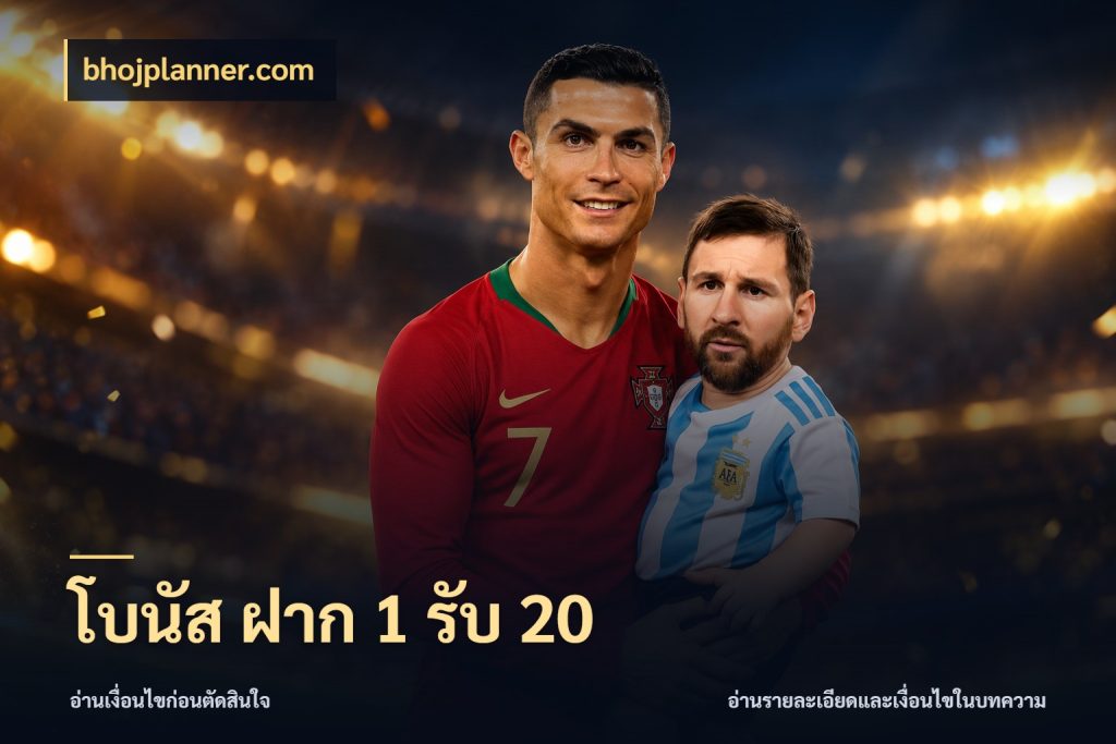 โบนัส ฝาก 1 รับ 20 โปรยอดรับที่สายเกมสนใจ ในมุม bhojplanner.com
