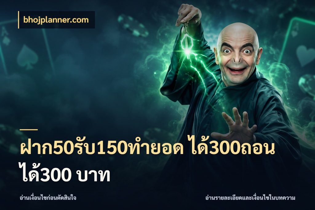 ฝาก50รับ150ทำยอด ได้300ถอนได้300 บาท เครดิตกับรูปแบบโปรที่ตรงใจ สไตล์ bhojplanner.com