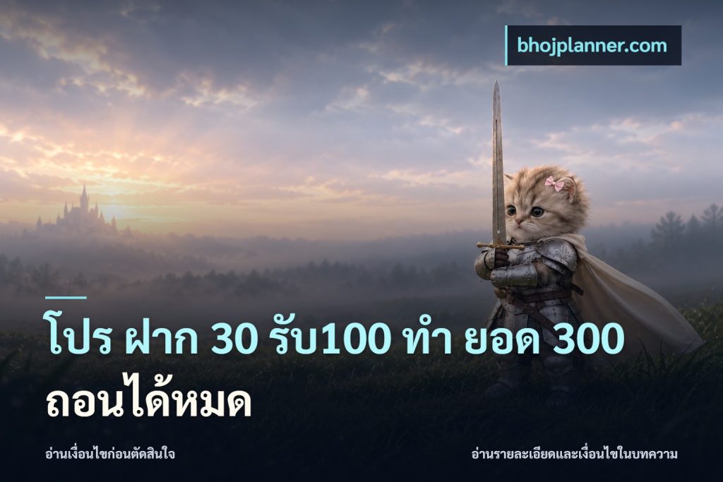 โปร ฝาก 30 รับ100 ทํา ยอด 300 ถอนได้หมด